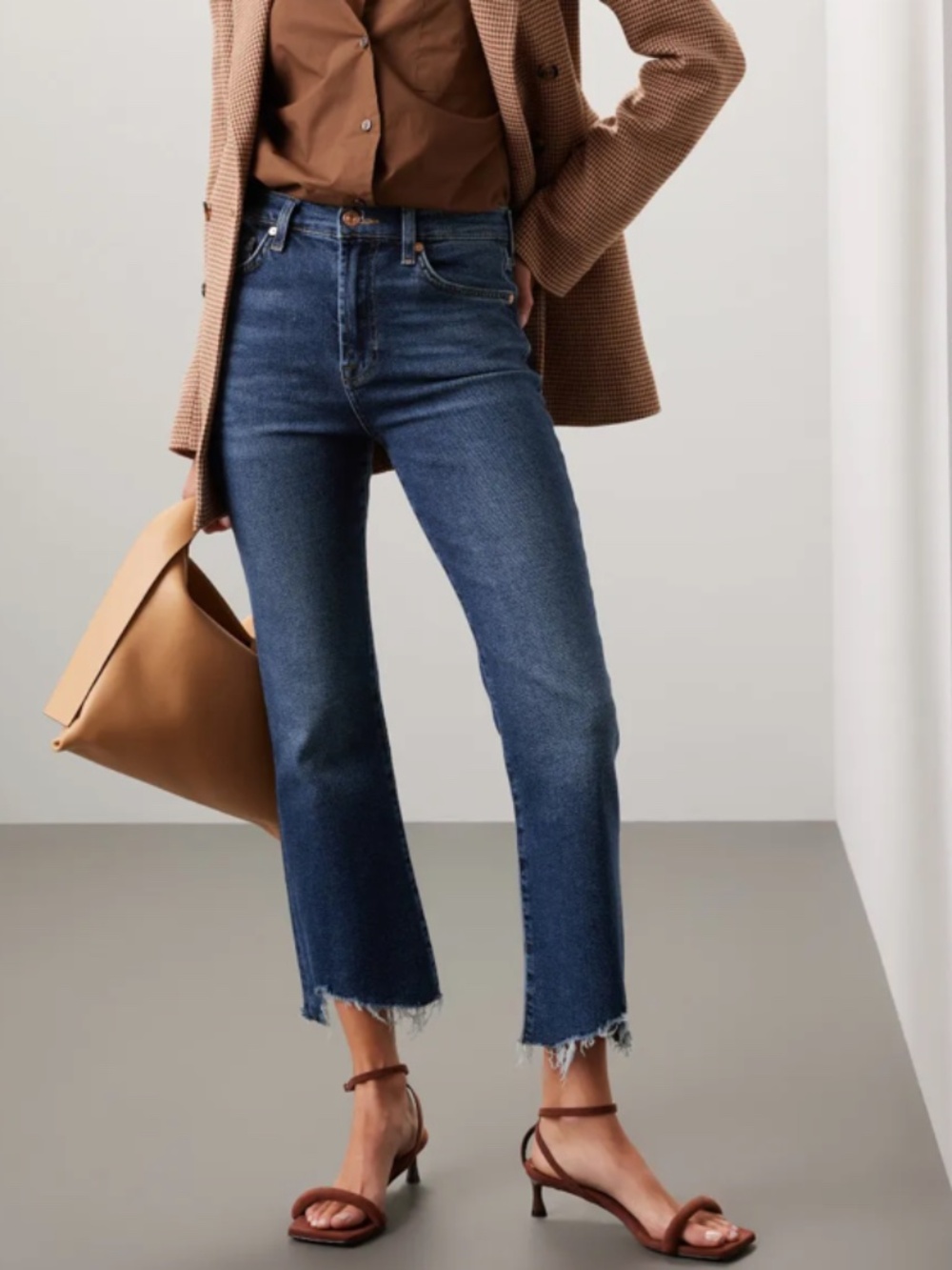 7 for All Mankind Luxe Vintage HW Slim Soul Crop Raw Hem Kick Deep Soul 26